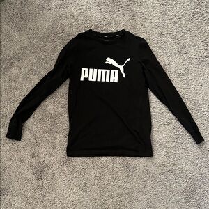Puma Black Long Sleeve Tee with White Logo